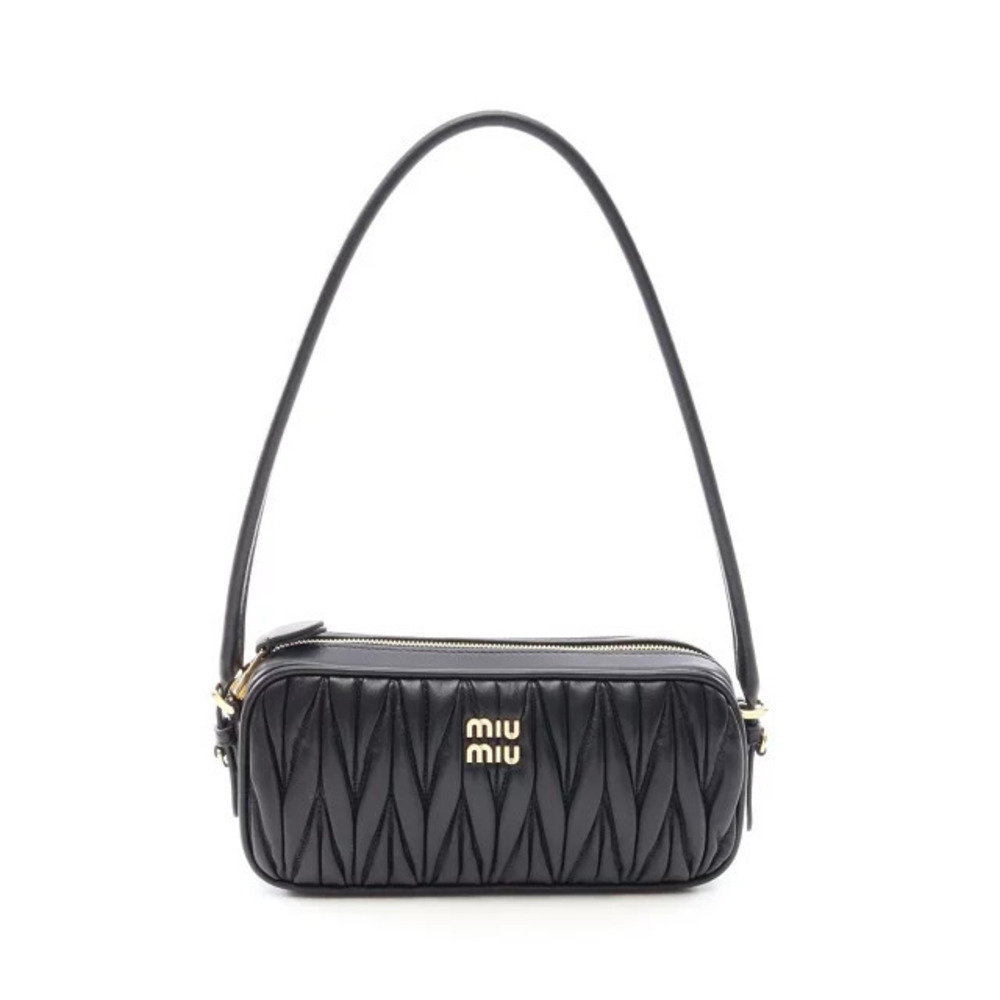 Miu Miu MATELASSE Handbag Leather Black